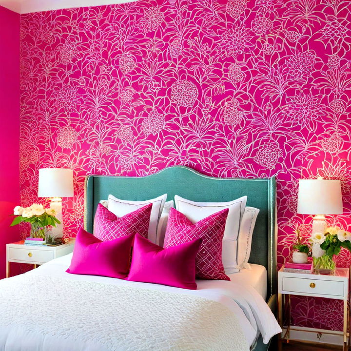 hot pink wallpaper for bedroom