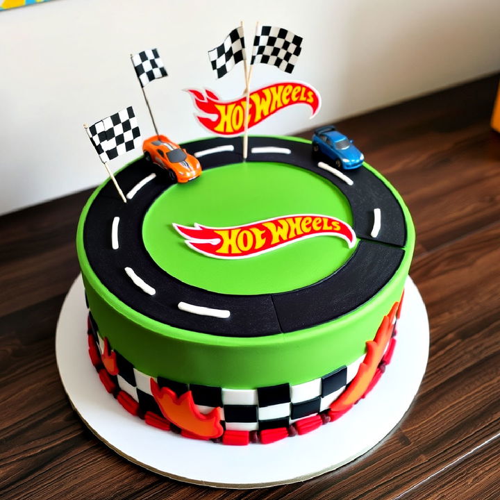 hot wheels race track cake