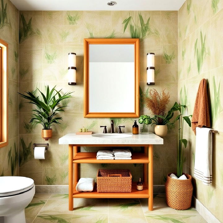 incorporate bamboo accents for tropical bathroom