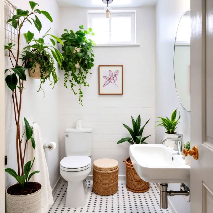 incorporate plants in bathroom for a natural touch