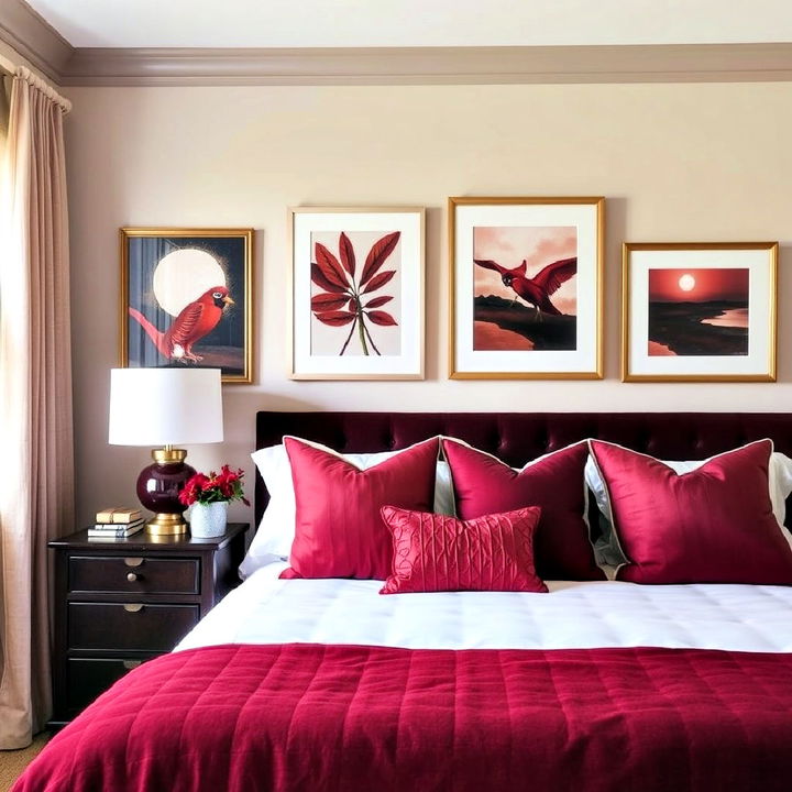 incorporating burgundy art for bedroom