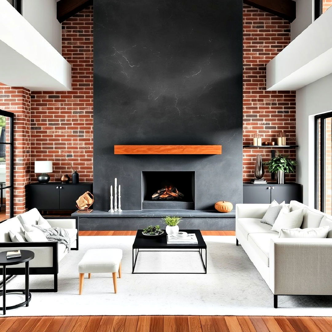 industrial black concrete fireplace to add an urban feel