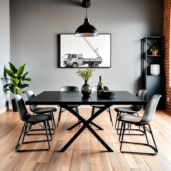 industrial black metal dining table