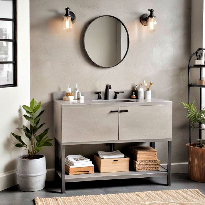 industrial chic concrete inspired grey vanity