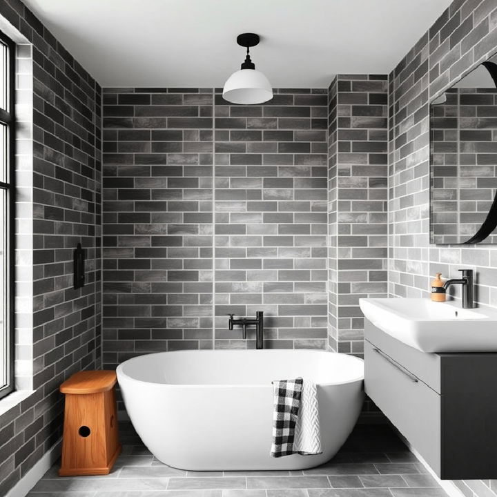 industrial chic grey brick tiles