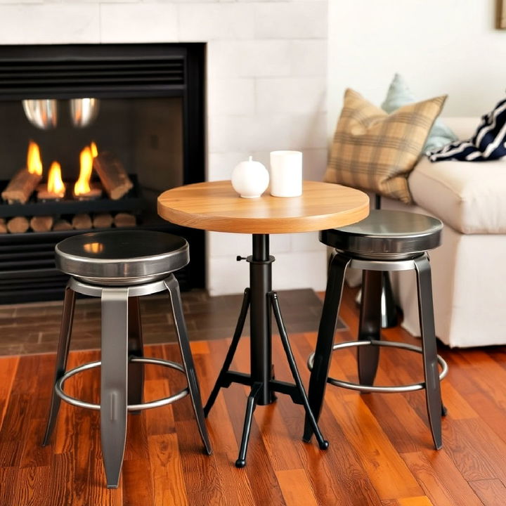 industrial chic stools for fireplace seating