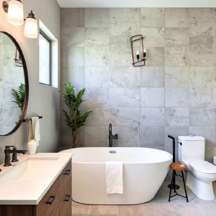 industrial concrete look bathroom tiles