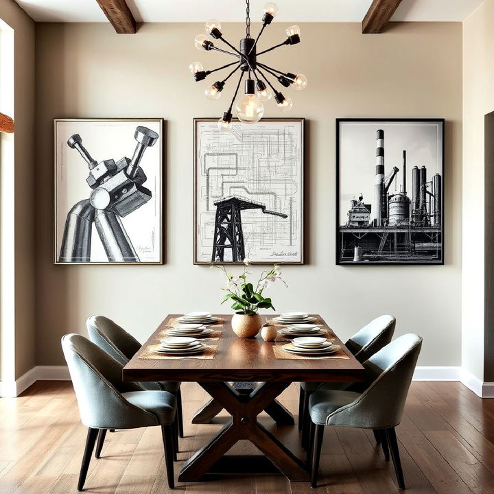 industrial inspired wall art for dining room