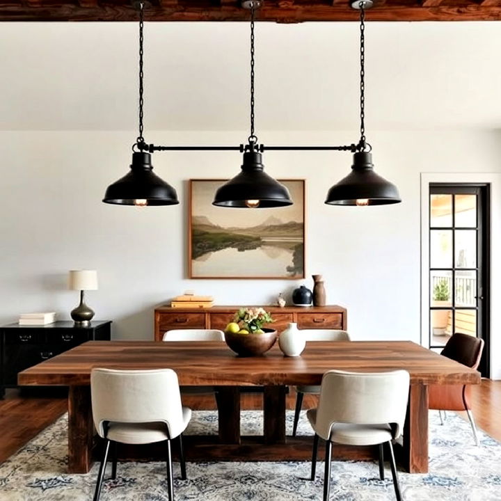 industrial lighting fixtures for masculine dining room