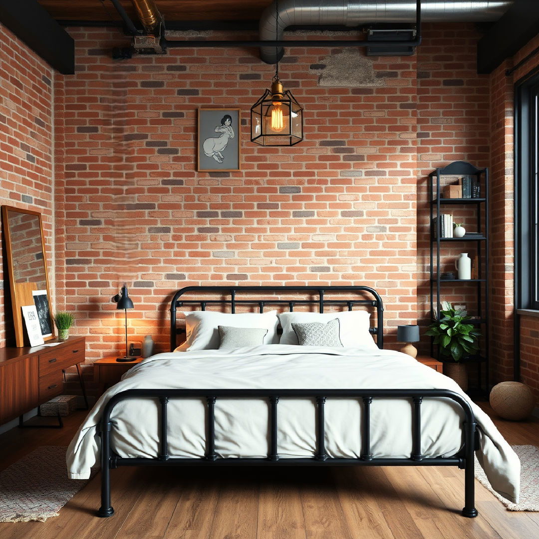 industrial loft style bedroom