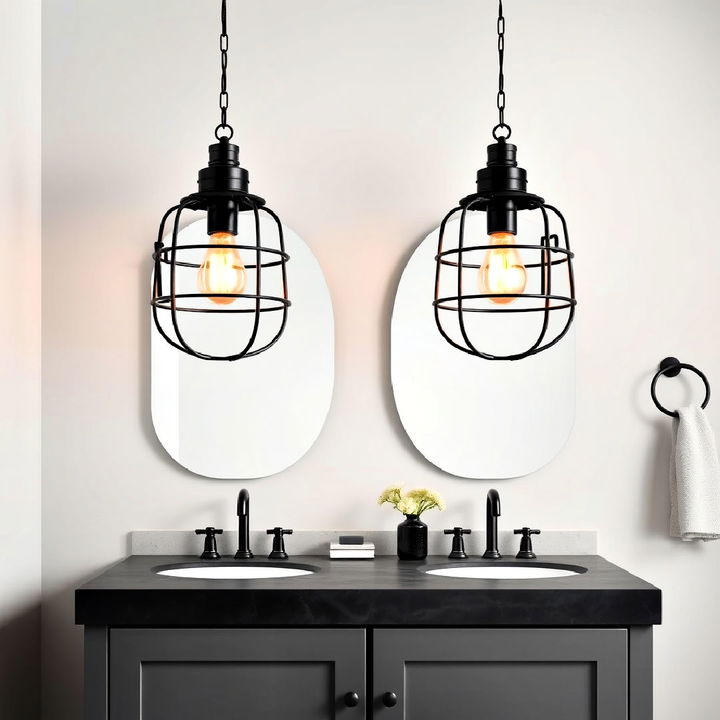 industrial metal pendants lights for bathroom