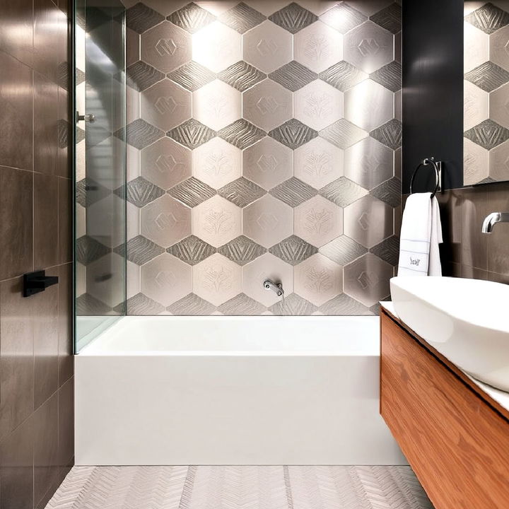 industrial metal tiles bathroom