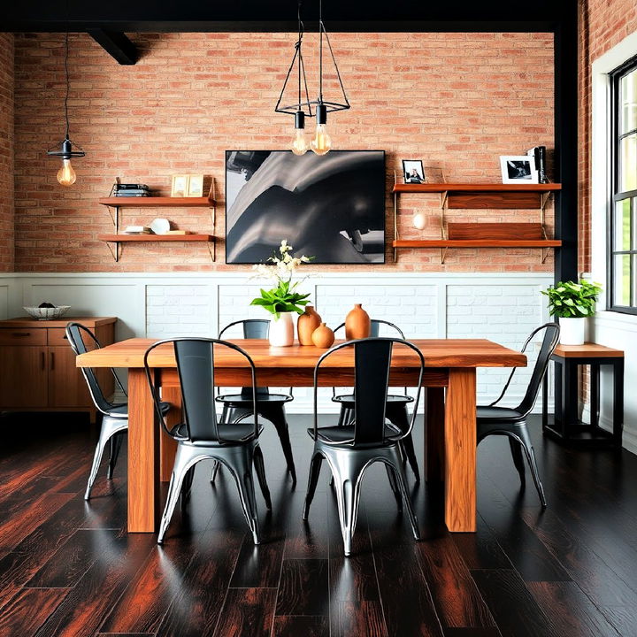 industrial style décor for a trendy dining space