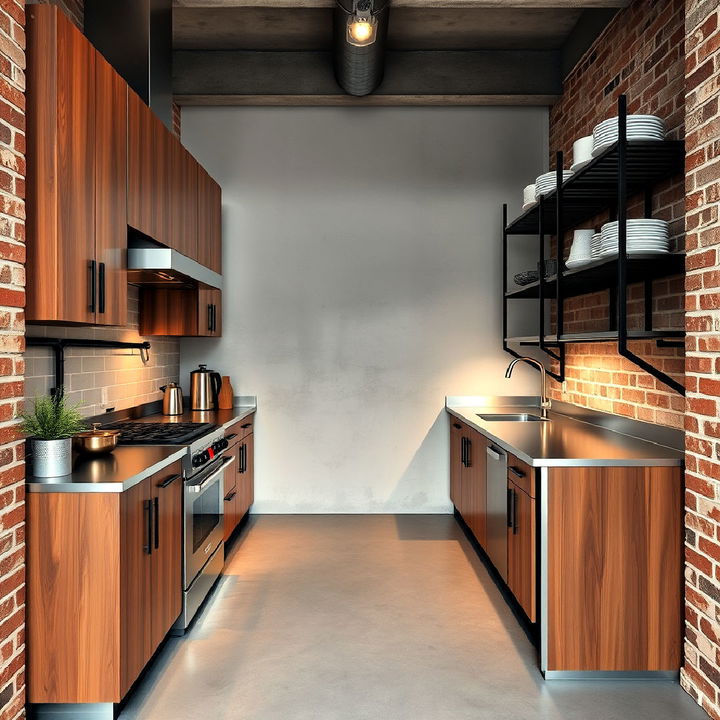 industrial style parallel kitchen design