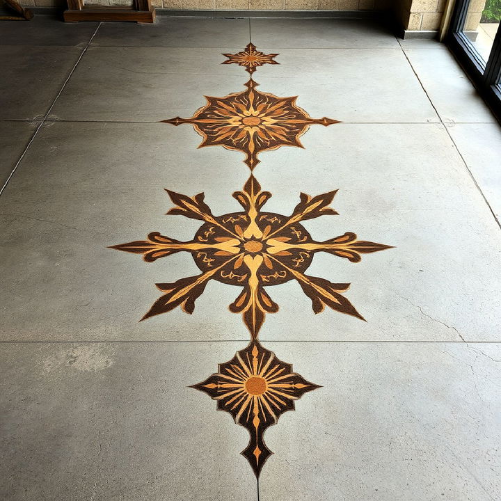 inlaid patterns into concrete floor