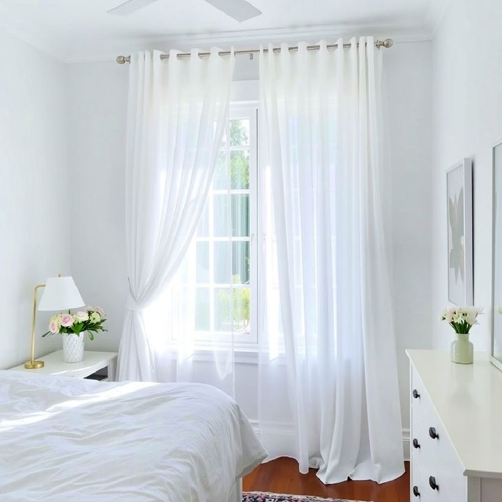 install white sheer curtains in bedroom