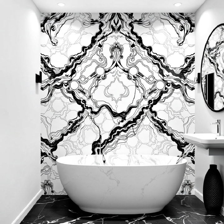 intricate waterjet marble feature walls