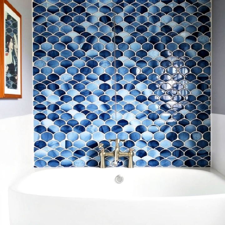 intriguing fish scale tiles accent wall