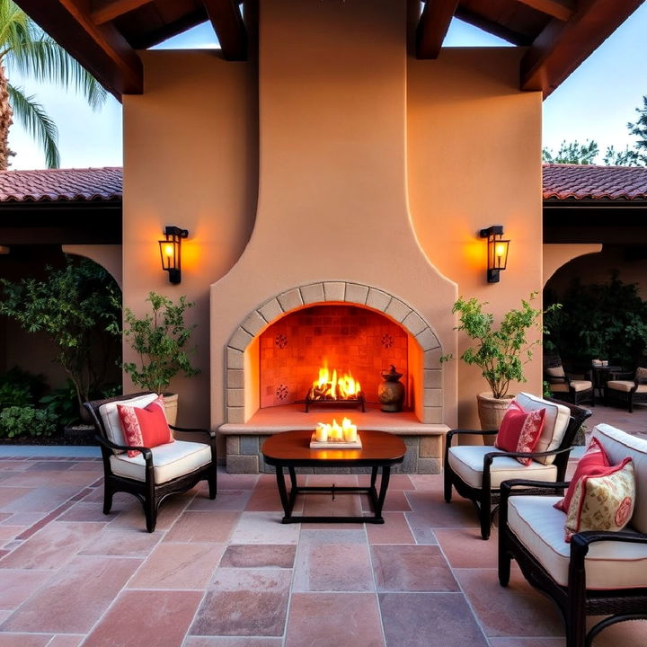 inviting outdoor fireplace