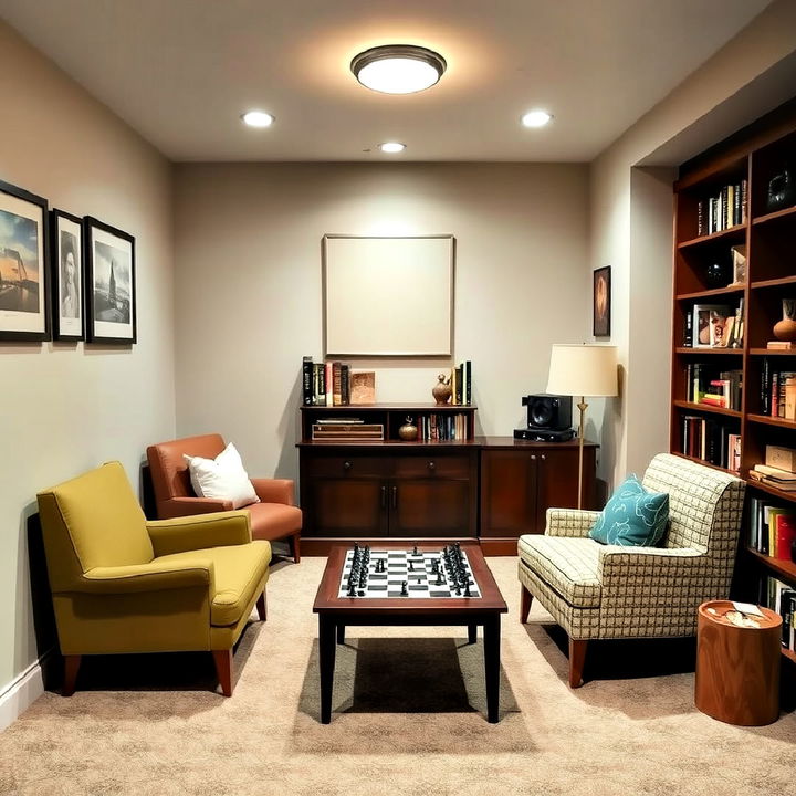 inviting reading nook for basement