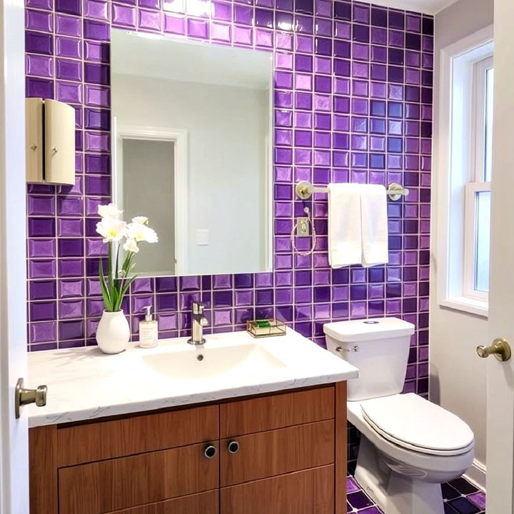 iridescent purple tiles for bathroom