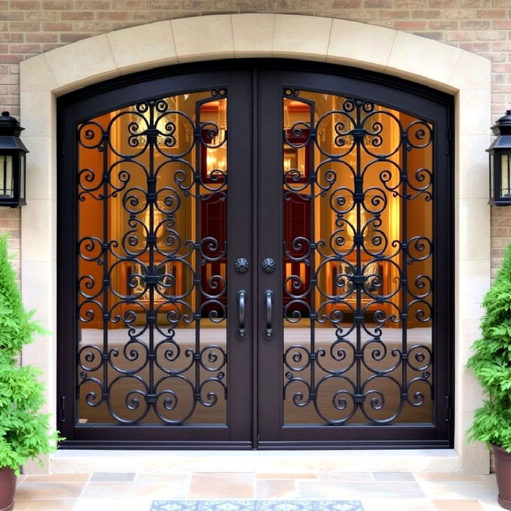 iron double front door design