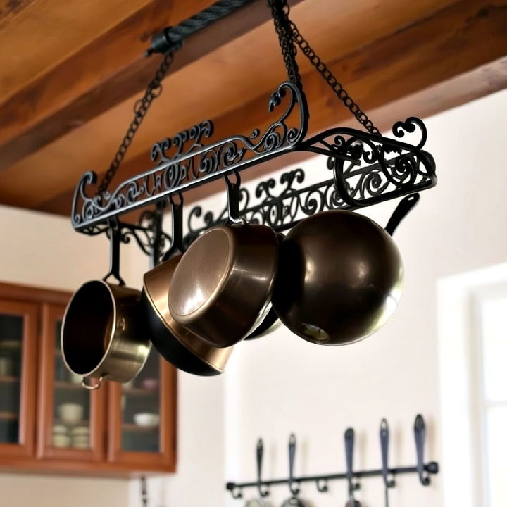 iron pot rack for gothic kitchen