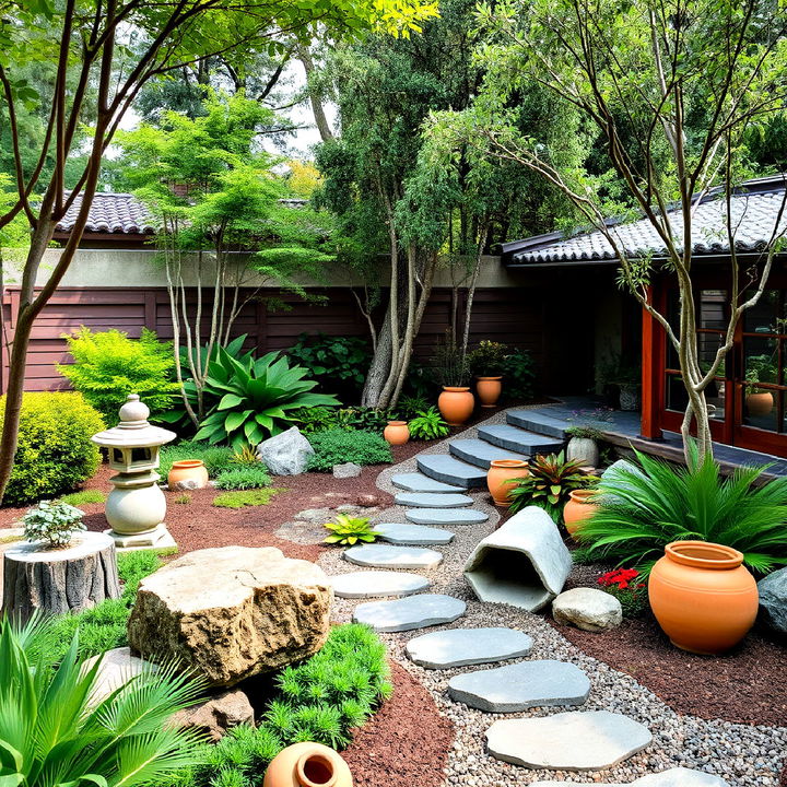 japanese mediterranean themed garden