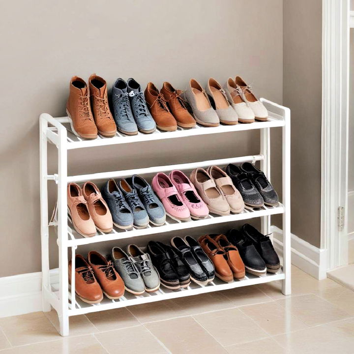 keep footwear off with a slim shoe rack