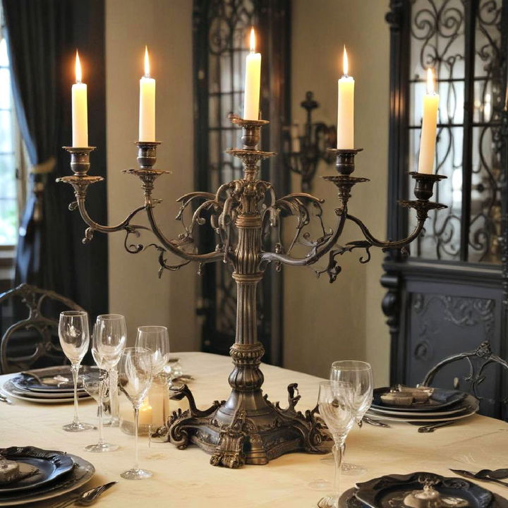 kitchen candelabras as centerpieces