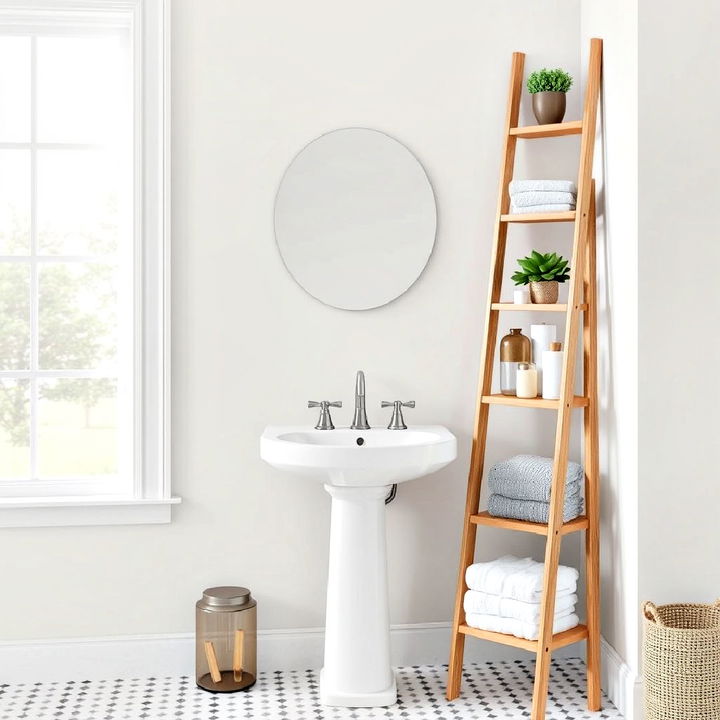 ladder shelf pedestal sink storage