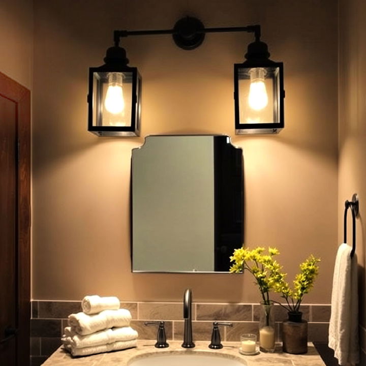 lantern style lighting for tuscan bathroom