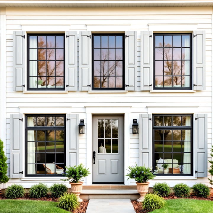 large front windows with shutters design