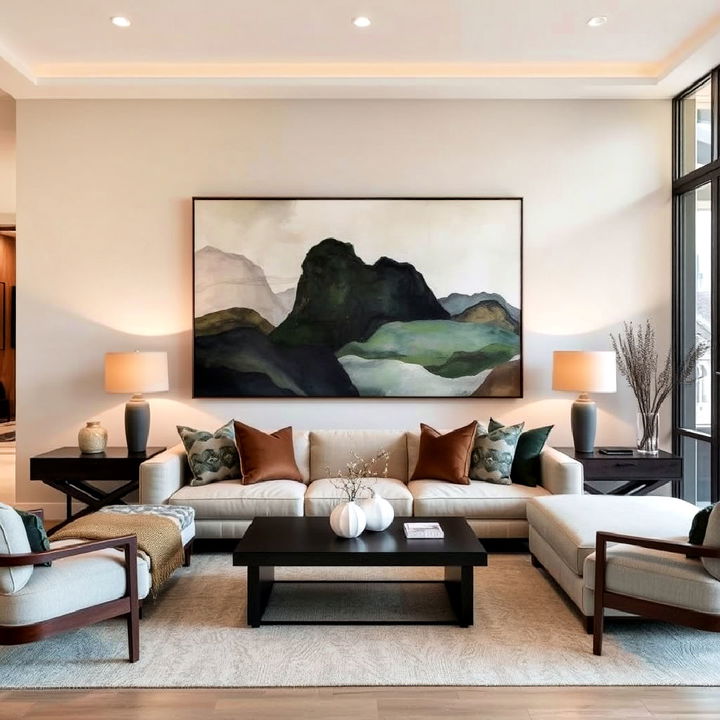 large scale artwork organic modern interior