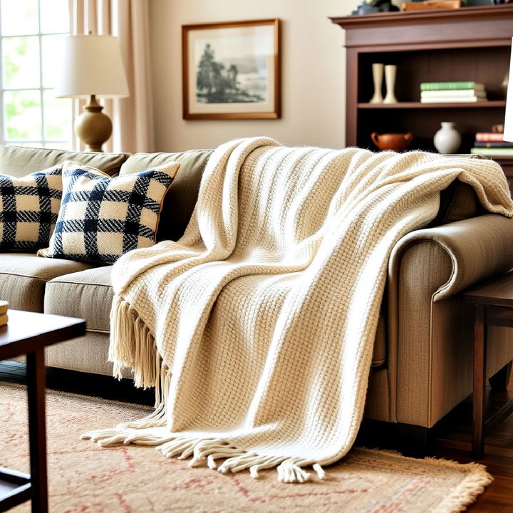 layer a cozy throw blanket over the sofa