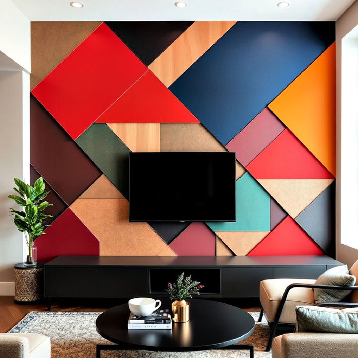 layering geometric shapes on an accent wall