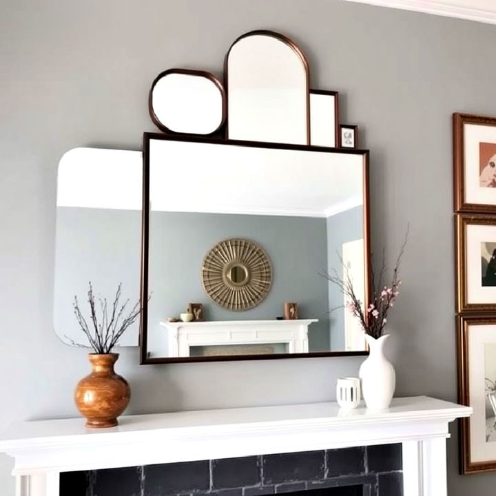 layering mirrors above the fireplace