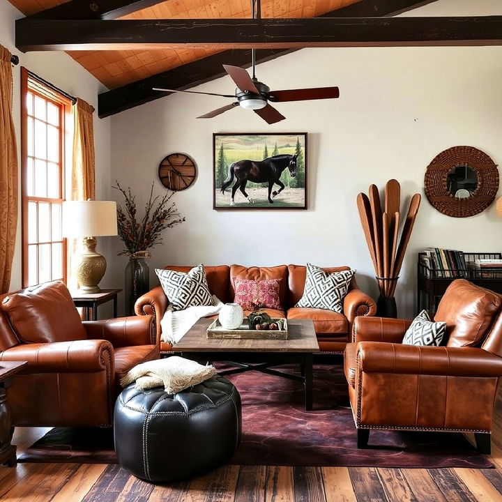 leather accents for cowboy room decor