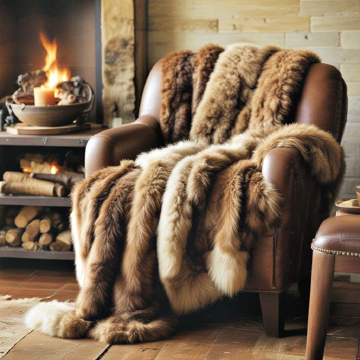 leather and fur throws for living room