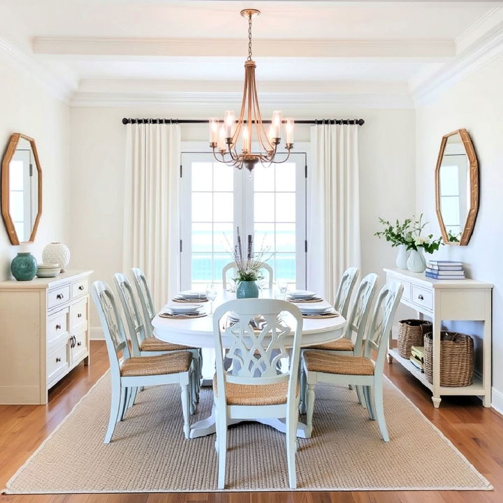 light and airy color palette for dining room