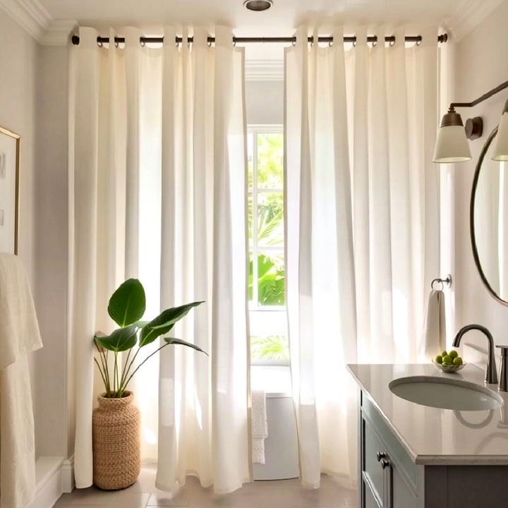 light and airy curtains for bathroom