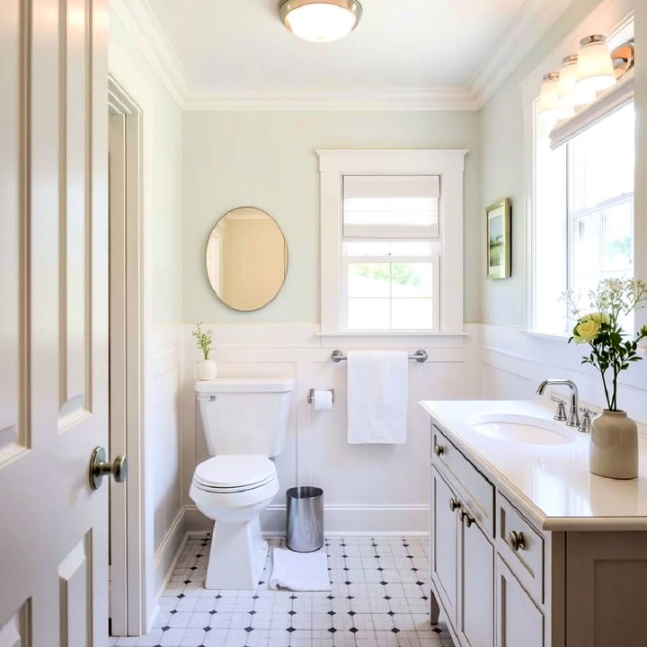 light color hallway bathroom to create an airy feel