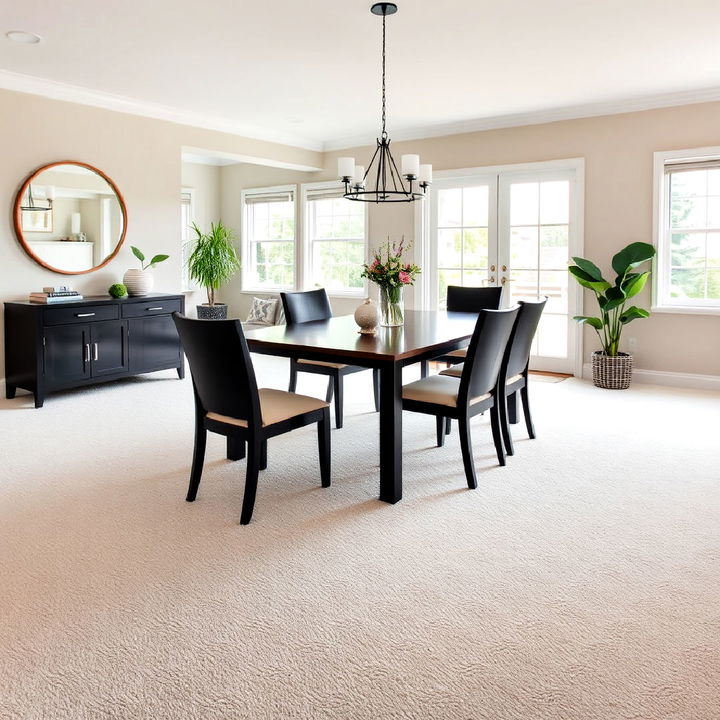 light colored carpet with dark furniture