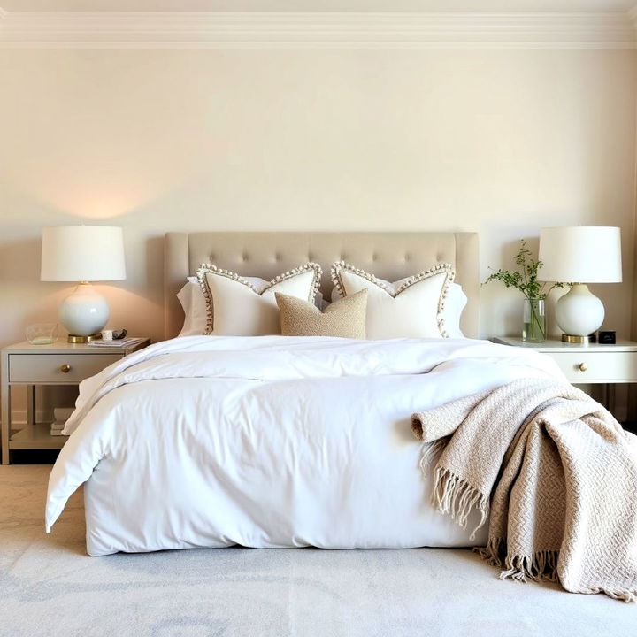 light neutral bedding for a tranquil bedroom