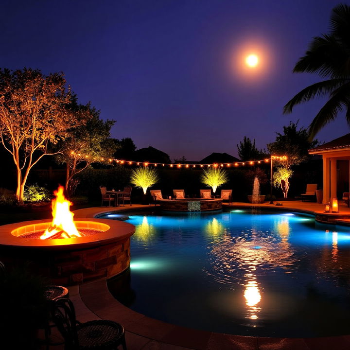 lighting to create a romantic moonlit lagoon