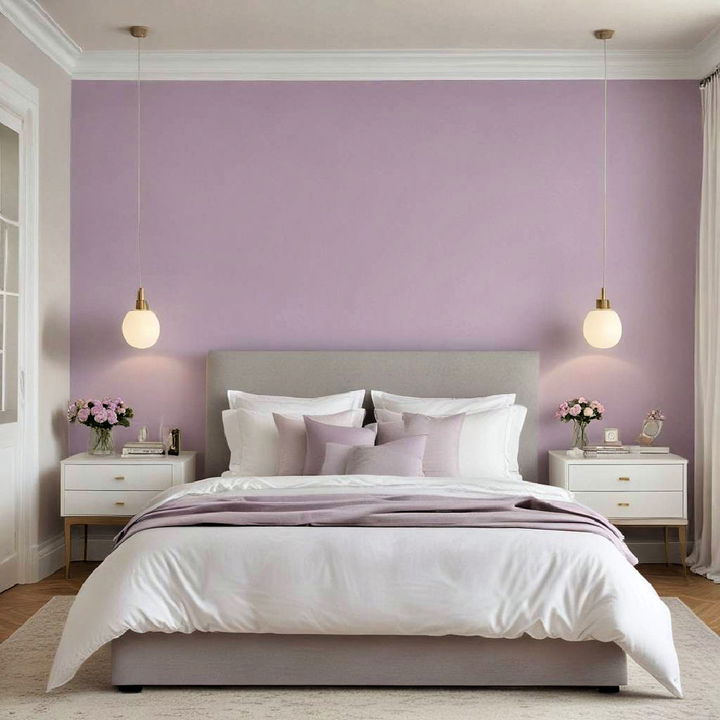 lilac accent wall for bedroom