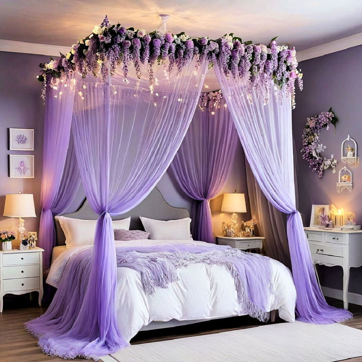 lilac bed canopy for bedroom