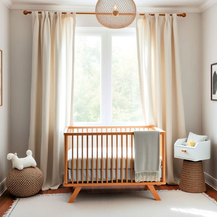 linen curtains to create an airy nvironment in the nursery