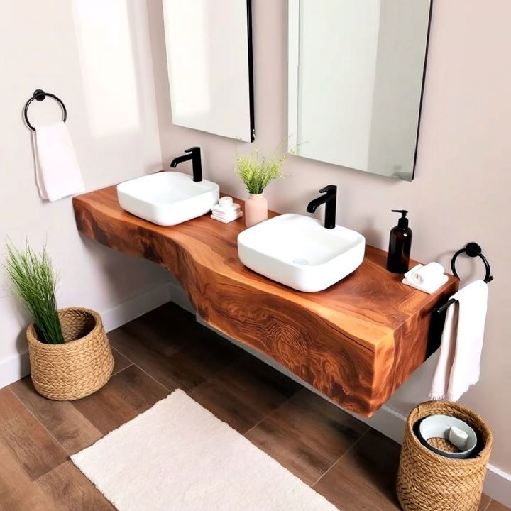 live edge wood vanity for bathroom