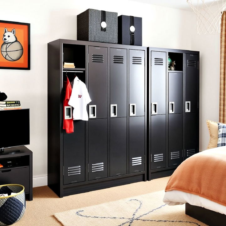 locker style storage units for a sporty vibe